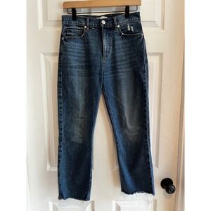 LOFT High Rise Cropped Jeans Distressed Raw Hem Denim Jeans Size 0